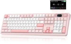 LINGBAO K108 Pro Wireless Mechanical Keyboard with Screen & Knob, Full Size Creamy Keyboard with Num LINGBAO K108 Pro Wireless Mechanical Keyboard with Screen & Knob, Full Size Creamy Keyboard with Num