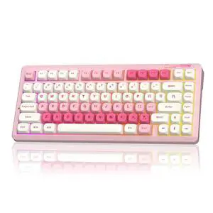 LINGBAO K75 Wireless Mechanical Keyboard, 75%Pink Gaming Keyboard with 10000mAh Battery, Hot-Swappab LINGBAO K75 Wireless Mechanical Keyboard, 75%Pink Gaming Keyboard with 10000mAh Battery, Hot-Swappab