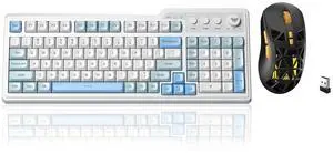 Aula F3099 Wireless Keyboard and Mouse Combo, Tri-Mode BT5.0/2.4GHz/USB-C Cute Creamy Keyboard with Aula F3099 Wireless Keyboard and Mouse Combo, Tri-Mode BT5.0/2.4GHz/USB-C Cute Creamy Keyboard with