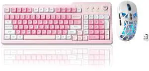 Aula F3099 Wireless Keyboard and Mouse Combo, Tri-Mode BT5.0/2.4GHz/USB-C Cute Creamy Keyboard with Aula F3099 Wireless Keyboard and Mouse Combo, Tri-Mode BT5.0/2.4GHz/USB-C Cute Creamy Keyboard with