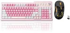 Aula F3099 Wireless Keyboard and Mouse Combo, Tri-Mode BT5.0/2.4GHz/USB-C Cute Creamy Keyboard with Aula F3099 Wireless Keyboard and Mouse Combo, Tri-Mode BT5.0/2.4GHz/USB-C Cute Creamy Keyboard with