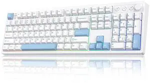 Vibe108 Full Size Mechanical Keyboard with Knob & Multimedia Buttons, Wireless Gaming Keyboard with Vibe108 Full Size Mechanical Keyboard with Knob & Multimedia Buttons, Wireless Gaming Keyboard with