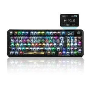 Aula F-NB98 Transparent Keyboard with RGB Backlits, 3 Modes Wireless Mechanical Keyboard with Displa Aula F-NB98 Transparent Keyboard with RGB Backlits, 3 Modes Wireless Mechanical Keyboard with Displa