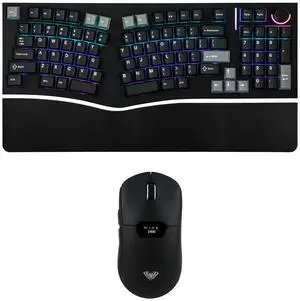 Alice98 Ergonomic 98 Keys Custom Mechanical Keyboard with SC390 Lightweight Gaming Mouse with Displa Alice98 Ergonomic 98 Keys Custom Mechanical Keyboard with SC390 Lightweight Gaming Mouse with Displa