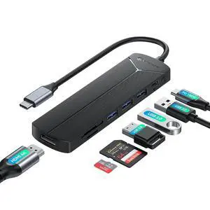 USB-C Hub 7 Ports with SD&TF Card Reader, 4K HDMI Display, Three 5Gbps USB-A Data Ports, 100W PD Input, Powered USB3.0 Hub, USB to HDMI Adapter for PC/Laptop USB-C Hub 7 Ports with SD&TF Card Reader, 4K HDMI Display, Three 5Gbps USB-A Data Ports, 100W PD Input, Powered USB3.0 Hub, USB to HDMI Adapter for PC/Laptop