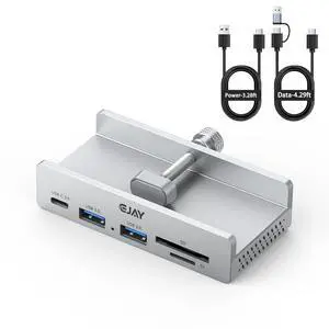 Clamp USB Hub Desk Mount, 5-in-1 Aluminum Mountable USB C Hub with SD/TF Card Reader, 59" Long Cable Under Desk USB Hub for iMac, MacBook, Floor PC, 5Gbps Desktop Hub, Silver Clamp USB Hub Desk Mount, 5-in-1 Aluminum Mountable USB C Hub with SD/TF Card Reader, 59" Long Cable Under Desk USB Hub for iMac, MacBook, Floor PC, 5Gbps Desktop Hub, Silver