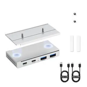 10Gbps Magnetic USB-C Hub, 4-Port USB 3.2 Gen2 Desktop Hub with 47" Extra Long Cable, Aluminum USB C Splitter, Under Desk Mount Multi Port USB Hub for MacBook, PC, Surface, SSD, Silver 10Gbps Magnetic USB-C Hub, 4-Port USB 3.2 Gen2 Desktop Hub with 47" Extra Long Cable, Aluminum USB C Splitter, Under Desk Mount Multi Port USB Hub for MacBook, PC, Surface, SSD, Silver