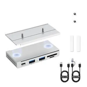 5-in-1 Magnetic USB 3.0 Hub with SD/TF Card Reader, 5Gbps USB Data Hub for Desk, Magnetic Hub for PC Case, Powered USB 3.0 Hub Desk Mount for MacBook, PC, 3-Way Mounting, Silver 5-in-1 Magnetic USB 3.0 Hub with SD/TF Card Reader, 5Gbps USB Data Hub for Desk, Magnetic Hub for PC Case, Powered USB 3.0 Hub Desk Mount for MacBook, PC, 3-Way Mounting, Silver