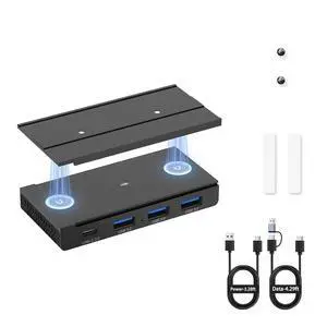 4 Port Magnetic USB C Hub, 5Gbps Mountable Data Splitter with 59in Cable, Under Desk USB Hub with Mount, Magnetic Desktop Extender for PC Mac, Black 4 Port Magnetic USB C Hub, 5Gbps Mountable Data Splitter with 59in Cable, Under Desk USB Hub with Mount, Magnetic Desktop Extender for PC Mac, Black