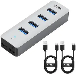 4Ports USB3.0 HUB,Extra Power Supply Port,3.3FT(1M) Long Data Cable and 3.3FT(1M) Long Power Cable,Aluminum 5Gbps High Speed USB Splitter,Multi Port Extender Hub for PC, Laptop, Mac,etc (HA-4U) 4Ports USB3.0 HUB,Extra Power Supply Port,3.3FT(1M) Long Data Cable and 3.3FT(1M) Long Power Cable,Aluminum 5Gbps High Speed USB Splitter,Multi Port Extender Hub for PC, Laptop, Mac,etc (HA-4U)