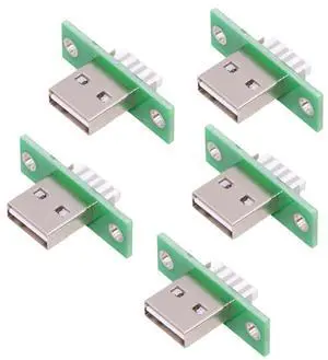 xiwai 5pcs USB Type-A Male DIY OEM Plug Connector with Panel Mount Reversible Design Solder Type Replacement xiwai 5pcs USB Type-A Male DIY OEM Plug Connector with Panel Mount Reversible Design Solder Type Replacement
