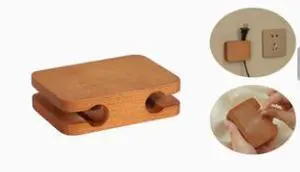 Solid wood non-drilled charging cable holder, desk cable organizer, bedside data cable storage, mobile phone charging cable clip Solid wood non-drilled charging cable holder, desk cable organizer, bedside data cable storage, mobile phone charging cable clip