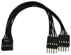 9 Pin 1 Female to 2 Male Y Splitter Adapter Black Shielded Cable USB Motherboard Cable USB Header Extension Cable 9 Pin 1 Female to 2 Male Y Splitter Adapter Black Shielded Cable USB Motherboard Cable USB Header Extension Cable