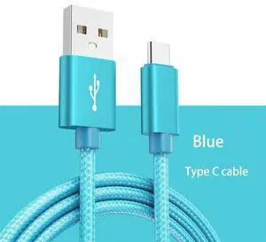 USB to Type-C Cables with Aluminum Alloy Connector Nylon Braided and Pure Copper Core (1m/2m/3m) for Smartphones/Tablets Blue 2M USB to Type-C Cables with Aluminum Alloy Connector Nylon Braided and Pure Copper Core (1m/2m/3m) for Smartphones/Tablets Blue 2M