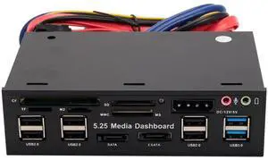 5.25" USB 3.0 Front Panel USB 3.0/2.0 Hub E-SATA SATA Audio Multi-Card Reader for Computer Case Optical Drive Bay 5.25" USB 3.0 Front Panel USB 3.0/2.0 Hub E-SATA SATA Audio Multi-Card Reader for Computer Case Optical Drive Bay