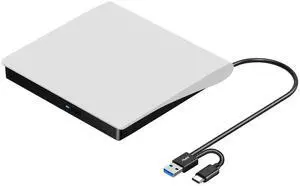 External CD DVD Drive for Mac Laptop, USB 3.0 & USB-C CD DVD Reader Writer Burner Player ROM/RW Portable Optical Disc Drive for Apple MacBook Pro, iMac, Windows 11/10/8/7 Computer PC, White External CD DVD Drive for Mac Laptop, USB 3.0 & USB-C CD DVD Reader Writer Burner Player ROM/RW Portable Optical Disc Drive for Apple MacBook Pro, iMac, Windows 11/10/8/7 Computer PC, White
