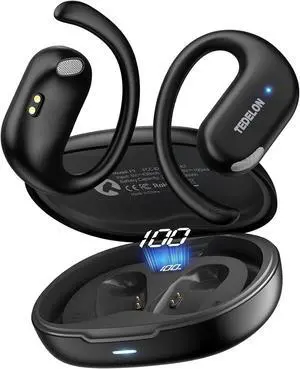 Open Ear Earbuds, 50H Open Ear Headphones Bluetooth 5.4, IPX6 Open Ear buds Wireless with Adjustable Ear hook, Hi-res Stereo, AI Clear Call, Lightweight, Wireless Over Earbud for Workout, Gym, Running Open Ear Earbuds, 50H Open Ear Headphones Bluetooth 5.4, IPX6 Open Ear buds Wireless with Adjustable Ear hook, Hi-res Stereo, AI Clear Call, Lightweight, Wireless Over Earbud for Workout, Gym, Running