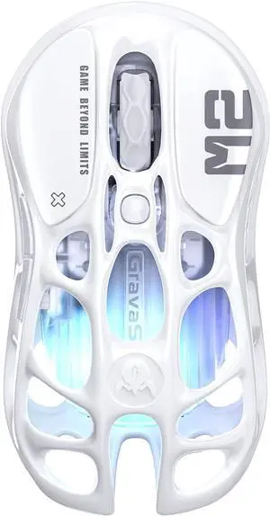 Mercury M2 Wireless Gaming Mouse with 26,000 DPI, PAW3395DM Sensor -79g Lightweight Hollowed-Out Design -5 Programmable Buttons -5 Dynamic Lightsync RGB White Mercury M2 Wireless Gaming Mouse with 26,000 DPI, PAW3395DM Sensor -79g Lightweight Hollowed-Out Design -5 Programmable Buttons -5 Dynamic Lightsync RGB White