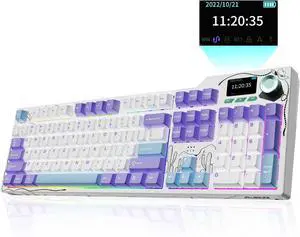 AK35I V4 Full Size Wireless Mechanical Keyboard with 1.14" Color Screen & Knob, Tri-Mode Gasket Hot Swappable Gaming Keyboard, 10000mAh Battery, RGB, Black Red Purple White AK35I V4 Full Size Wireless Mechanical Keyboard with 1.14" Color Screen & Knob, Tri-Mode Gasket Hot Swappable Gaming Keyboard, 10000mAh Battery, RGB, Black Red Purple White