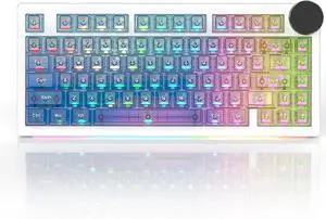 AK820 V2 PRO Wireless Mechanical Keyboard with TFT Screen & RGB Light Show, 75% Tri-Mode Hot Swappable Gaming Keyboard, 10000mAh Battery, Transparent Keycaps, Gradient Multicolor AK820 V2 PRO Wireless Mechanical Keyboard with TFT Screen & RGB Light Show, 75% Tri-Mode Hot Swappable Gaming Keyboard, 10000mAh Battery, Transparent Keycaps, Gradient Multicolor