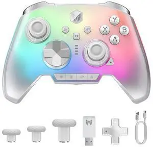 Rainbow 3 Wireless PC Gaming Controller Capacitive Joystick 2000Hz Polling Rate 16 Mechanical Keys 14 Custom RGB Lights 6-Axis Gyro Sensor Hall/Micro-switch Trigger 3.5mm Audio Jack Gamepad for PC/Swi Rainbow 3 Wireless PC Gaming Controller Capacitive Joystick 2000Hz Polling Rate 16 Mechanical Keys 14 Custom RGB Lights 6-Axis Gyro Sensor Hall/Micro-switch Trigger 3.5mm Audio Jack Gamepad for PC/Swi