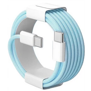 USB-C to USB-C Cable 60W PD Fast Charging, Nylon Braided Type-C Data Cable, Light Ice Blue USB-C to USB-C Cable 60W PD Fast Charging, Nylon Braided Type-C Data Cable, Light Ice Blue