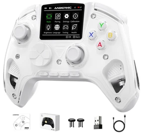 RG G01 Interactive Screen Wireless Gaming Controller Compatible with PC/Steam/Linux/Android/Switch/IOS 2.4G Wireless Bluetooth Controller Gamepad Hall Effect Triggers(White) RG G01 Interactive Screen Wireless Gaming Controller Compatible with PC/Steam/Linux/Android/Switch/IOS 2.4G Wireless Bluetooth Controller Gamepad Hall Effect Triggers(White)