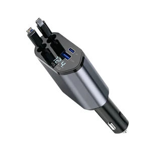 120W Super Fast Car Charger, Dual Retractable Cables (Lightning & Type-C) for Multi-Device Charging, LED Digital Voltage Display, Aluminum Alloy Body, USB-A & Type-C Ports, Car Accessories 120W Super Fast Car Charger, Dual Retractable Cables (Lightning & Type-C) for Multi-Device Charging, LED Digital Voltage Display, Aluminum Alloy Body, USB-A & Type-C Ports, Car Accessories