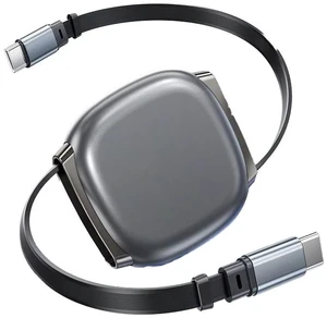 100W USB C to USB C Fast Charging Retractable Cable, 1m Type-C Charging Cord with Retractable Reel, Pure Copper Conductors, PVC/ABS Housing, Flat Cable, Compact & Tangle-Free 100W USB C to USB C Fast Charging Retractable Cable, 1m Type-C Charging Cord with Retractable Reel, Pure Copper Conductors, PVC/ABS Housing, Flat Cable, Compact & Tangle-Free