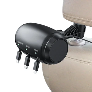 Backseat 3-in-1 Car Charging Station Box, Headrest Mount Charger with 3 Built-in Charging Cables & LED Indicators, Compatible with All Phones, for Car, Taxi & Rideshare Backseat Passengers Backseat 3-in-1 Car Charging Station Box, Headrest Mount Charger with 3 Built-in Charging Cables & LED Indicators, Compatible with All Phones, for Car, Taxi & Rideshare Backseat Passengers