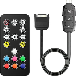 ARGB Controller Kit with 17 Key Remote Control, Mini RGB PC Fans Controller Kit - Multiple Lighting Modes Control for RGB Case Fans, ARGB Splitter, PC LED Strip, Air Cooler (SATA Power)-3pcs ARGB Controller Kit with 17 Key Remote Control, Mini RGB PC Fans Controller Kit - Multiple Lighting Modes Control for RGB Case Fans, ARGB Splitter, PC LED Strip, Air Cooler (SATA Power)-3pcs