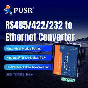 PUSR TCP232-306 RS232 RS485 RS422 to Ethernet TCP IP Modbus Gateway Serial Device Server Serial to ethernet converters PUSR TCP232-306 RS232 RS485 RS422 to Ethernet TCP IP Modbus Gateway Serial Device Server Serial to ethernet converters