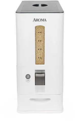 Aroma Housewares 27lbs Large Rice Dispenser, 7.25 x 16.5 x 16.5 inches, White Aroma Housewares 27lbs Large Rice Dispenser, 7.25 x 16.5 x 16.5 inches, White