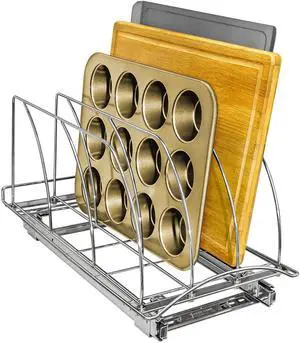 LYNK PROFESSIONAL® Pull Out Cookie Sheet Organizer for Cabinet Baking Sheet Organizer Sheet Pan Organizer - Lifetime Ltd. Warranty 10 x 21 Deep Inside Cabinet, Chrome LYNK PROFESSIONAL® Pull Out Cookie Sheet Organizer for Cabinet Baking Sheet Organizer Sheet Pan Organizer - Lifetime Ltd. Warranty 10 x 21 Deep Inside Cabinet, Chrome