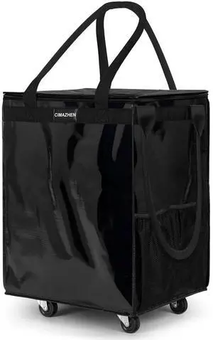 CIMAZHEN (Medium,Black) Reusable Grocery Bag on 4 Wheels, 70L Foldable Rolling Tote Bag with 3 Handles and Zipper, Rolling Shopping Cart for Groceries, Storage, Laundry, Travel, Organizer, 76lb CIMAZHEN (Medium,Black) Reusable Grocery Bag on 4 Wheels, 70L Foldable Rolling Tote Bag with 3 Handles and Zipper, Rolling Shopping Cart for Groceries, Storage, Laundry, Travel, Organizer, 76lb