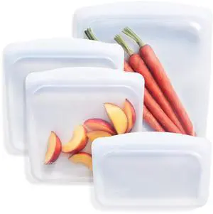 Stasher Silicone Reusable Food Storage Bags, 4-Pack, Reusable Freezer Bags, Microwave, Dishwasher, Oven Safe, Sous Vide, Premium Lunch Containers, Eco Friendly, Snack Bags, Food-safe Silicone, Clear Stasher Silicone Reusable Food Storage Bags, 4-Pack, Reusable Freezer Bags, Microwave, Dishwasher, Oven Safe, Sous Vide, Premium Lunch Containers, Eco Friendly, Snack Bags, Food-safe Silicone, Clear