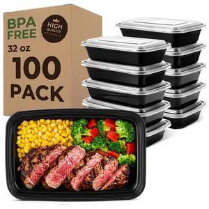 Glotoch Meal Prep Containers 32oz 100 Pack(200 Piece) with Lids, Reusable 1-Compartment Food Storage Containers, Bento Lunch Boxes, Microwave/Freezer/Dishwasher Safe, BPA-Free Takeout Boxes Glotoch Meal Prep Containers 32oz 100 Pack(200 Piece) with Lids, Reusable 1-Compartment Food Storage Containers, Bento Lunch Boxes, Microwave/Freezer/Dishwasher Safe, BPA-Free Takeout Boxes