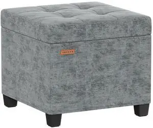 ABHENG Chenille Cover Steel Frame Ottoman with 48L Storage,17.7" x 17.7" x 17.7" Square Linen Storage Ottoman Stool Cube with Legs,for Dorm Livingroom Gray UASND641G ABHENG Chenille Cover Steel Frame Ottoman with 48L Storage,17.7" x 17.7" x 17.7" Square Linen Storage Ottoman Stool Cube with Legs,for Dorm Livingroom Gray UASND641G