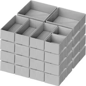Criusia Drawer Organizer Clothes, 24 Pack Dresser Organizer for Baby Clothes, Underwear, Sock- Foldable Closet Organization and Storage Dividers Bins for Nursery, Bedroom and Dorm (Grey) Criusia Drawer Organizer Clothes, 24 Pack Dresser Organizer for Baby Clothes, Underwear, Sock- Foldable Closet Organization and Storage Dividers Bins for Nursery, Bedroom and Dorm (Grey)