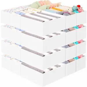 Criusia 26 Pack Drawer Organizer for Clothes, Foldable Dresser Dividers with 3 Sizes, Fabric Storage Bins White Criusia 26 Pack Drawer Organizer for Clothes, Foldable Dresser Dividers with 3 Sizes, Fabric Storage Bins White