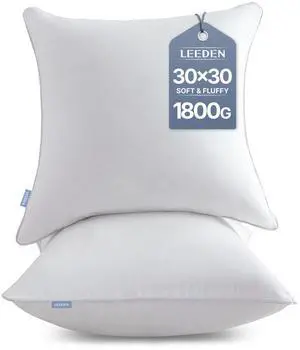 Leeden 30 x 30 Pillow Inserts (Set of 2) - Throw Pillow Inserts with 100% Cotton Cover - 30 Inch Square Interior Sofa Pillow Inserts - Decorative Pillow Insert Pair - White Couch Pillow Leeden 30 x 30 Pillow Inserts (Set of 2) - Throw Pillow Inserts with 100% Cotton Cover - 30 Inch Square Interior Sofa Pillow Inserts - Decorative Pillow Insert Pair - White Couch Pillow
