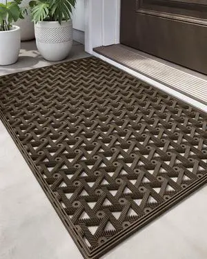 DEXI Front Door Mat Outside Entrance Rubber 32x48, Welcome Floor Doormat Heavy Duty Non Slip, Dirt Trapper Waterproof Exterior Entry Mats All Weather for Patio Entryway Drainage, Brown DEXI Front Door Mat Outside Entrance Rubber 32x48, Welcome Floor Doormat Heavy Duty Non Slip, Dirt Trapper Waterproof Exterior Entry Mats All Weather for Patio Entryway Drainage, Brown