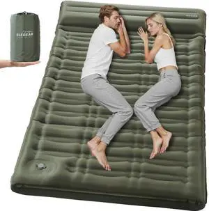 Elegear CumbreX Double Sleeping Pad for Camping, 5.5" Ultra-Thick Inflatable Camping Sleeping Pad 2 Person with Built-in Foot Pump, Portable Camping Sleeping Mat for Backpacking Hiking Tent, Full Elegear CumbreX Double Sleeping Pad for Camping, 5.5" Ultra-Thick Inflatable Camping Sleeping Pad 2 Person with Built-in Foot Pump, Portable Camping Sleeping Mat for Backpacking Hiking Tent, Full