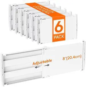 Lifewit 8" Tall 6 Pack Drawer Dividers, 35-56.5cm/13.8-22.2" Expandable Drawer Divider for Clothes, Adjustable Dresser Drawer Organizers, Drawers Separators for Dresser/Bathroom/Closet/Kitchen White Lifewit 8" Tall 6 Pack Drawer Dividers, 35-56.5cm/13.8-22.2" Expandable Drawer Divider for Clothes, Adjustable Dresser Drawer Organizers, Drawers Separators for Dresser/Bathroom/Closet/Kitchen White