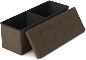 GLAXYFUR 43 Inches Folding Storage Ottoman Bench, Storage Chest, Footrest for Entryway, Living Room, Holds up to 660 lb, Brown GLAXYFUR 43 Inches Folding Storage Ottoman Bench, Storage Chest, Footrest for Entryway, Living Room, Holds up to 660 lb, Brown