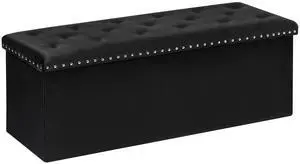 B FSOBEIIALEO Storage Ottoman Bench, Folding Tufted Ottomans with Storage, Extra Large 140L Storage Boxes Footrest Bench for Bedroom, Luxury Velvet Fabric 43 Inches Black B FSOBEIIALEO Storage Ottoman Bench, Folding Tufted Ottomans with Storage, Extra Large 140L Storage Boxes Footrest Bench for Bedroom, Luxury Velvet Fabric 43 Inches Black