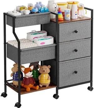 Modanais Baby Diaper Caddy Organizer Cart - 3 Tier Rolling Cart with Dividers and Drawers, Easy To Assemble, Mobile Utility Cart with Wheels for Nursery, Bedroom, Changing Table & Crib Modanais Baby Diaper Caddy Organizer Cart - 3 Tier Rolling Cart with Dividers and Drawers, Easy To Assemble, Mobile Utility Cart with Wheels for Nursery, Bedroom, Changing Table & Crib