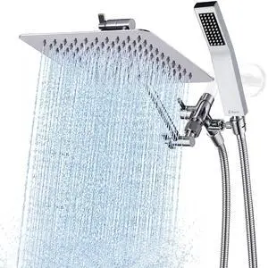 G-Promise All Metal 8 Inch Dual Square Shower Head with Handheld Spray Combo, Rain Shower Head, Adjustable Extension Arm, Smooth 3-Way Diverter, 71 Inch Extra Long Hose - A Bathroom Upgrade (Chrome) G-Promise All Metal 8 Inch Dual Square Shower Head with Handheld Spray Combo, Rain Shower Head, Adjustable Extension Arm, Smooth 3-Way Diverter, 71 Inch Extra Long Hose - A Bathroom Upgrade (Chrome)