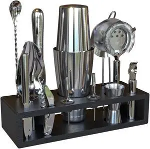 Highball & Chaser 13-Piece Boston Cocktail Shaker Set Stainless Steel Mixology Bartender Kit With Stand For Home Bar Cocktail Set | Laser Engraved Cocktail Tools | Plus E-Book with 30 Cocktail Recipes Highball & Chaser 13-Piece Boston Cocktail Shaker Set Stainless Steel Mixology Bartender Kit With Stand For Home Bar Cocktail Set | Laser Engraved Cocktail Tools | Plus E-Book with 30 Cocktail Recipes