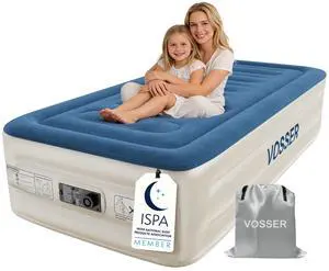 VOSSER Twin Air Mattress with Built-in Pump,Fast & Easy Inflation/Deflation Inflatable Mattress, Foldable Blow Up Mattress with Storage Bag, Inflatable Bed for Home, Camping & Guests VOSSER Twin Air Mattress with Built-in Pump,Fast & Easy Inflation/Deflation Inflatable Mattress, Foldable Blow Up Mattress with Storage Bag, Inflatable Bed for Home, Camping & Guests